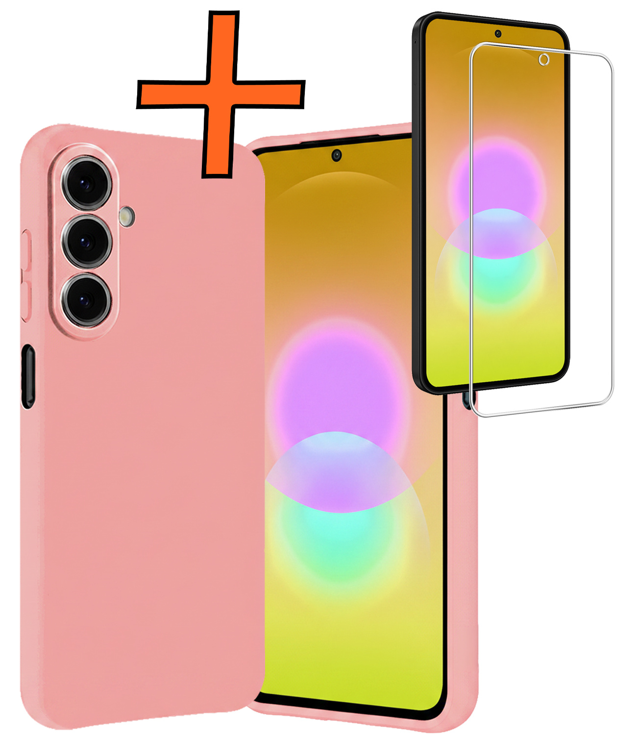 Nomfy Nomfy Samsung Galaxy A27 Hoesje Siliconen Met Screenprotector - Lichtroze