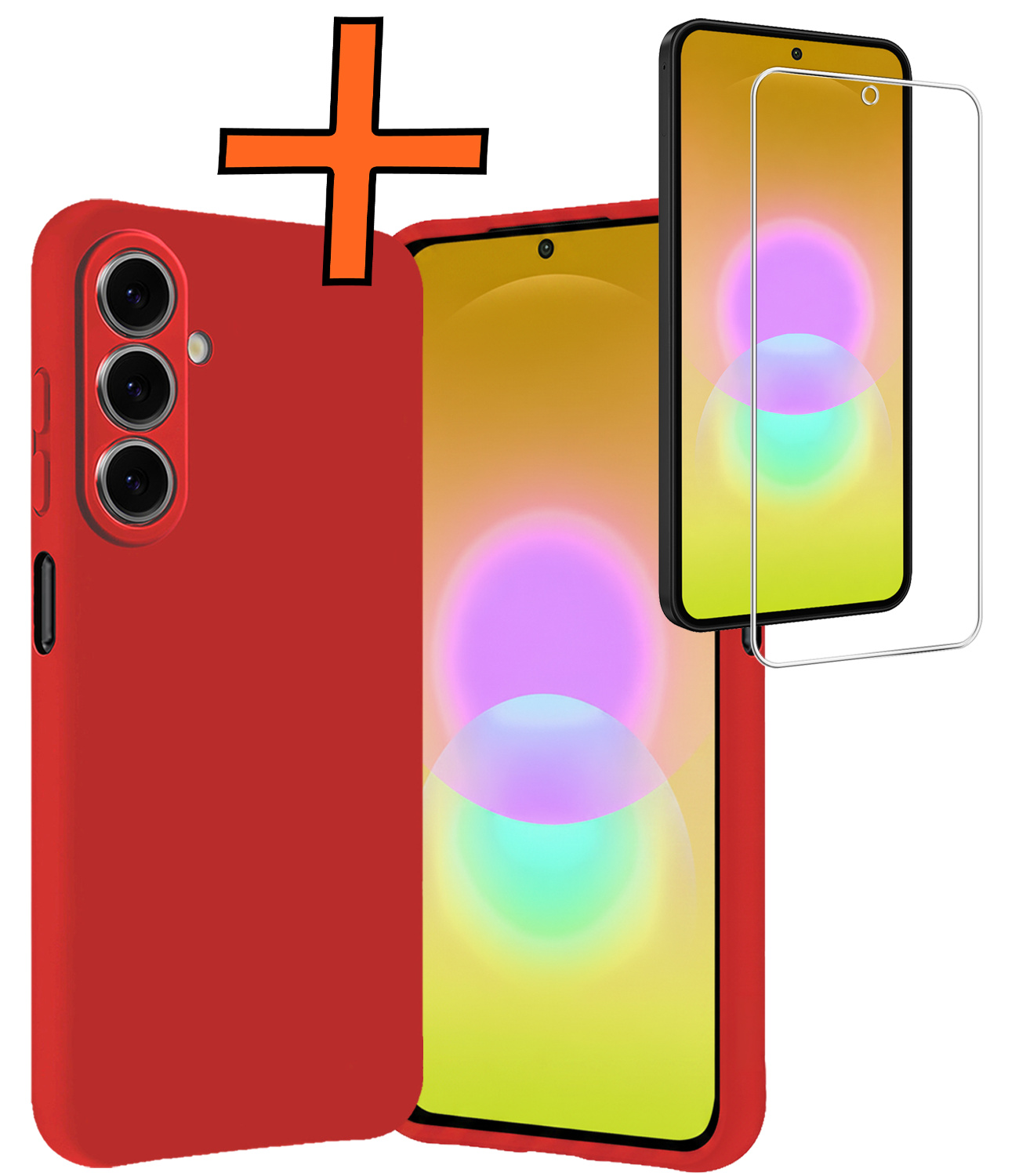 Nomfy Nomfy Samsung Galaxy A27 Hoesje Siliconen Met Screenprotector - Rood