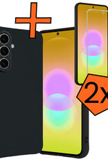 Nomfy Nomfy Samsung Galaxy A27 Hoesje Siliconen Met 2x Screenprotector - Donkerblauw