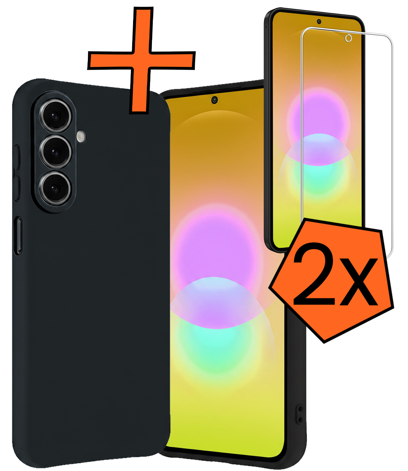 Nomfy Nomfy Samsung Galaxy A27 Hoesje Siliconen Met 2x Screenprotector - Donkerblauw