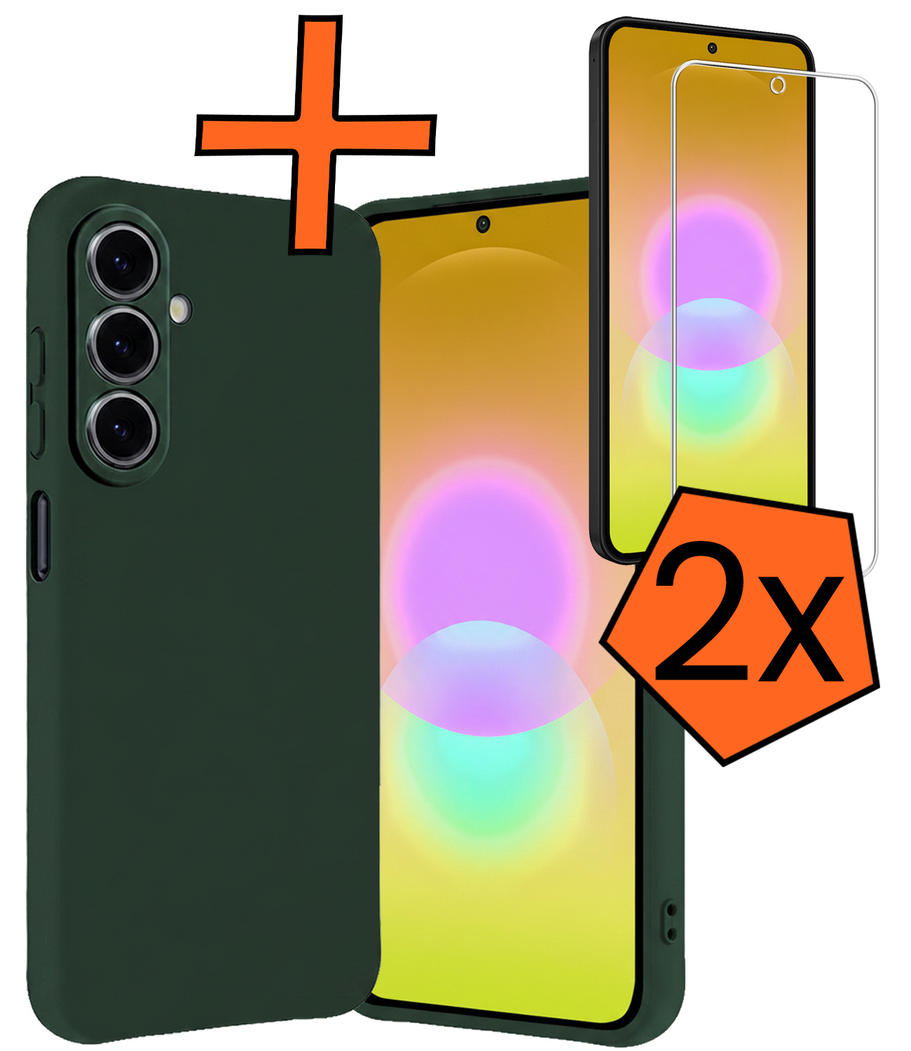 Nomfy Nomfy Samsung Galaxy A27 Hoesje Siliconen Met 2x Screenprotector - Donkergroen