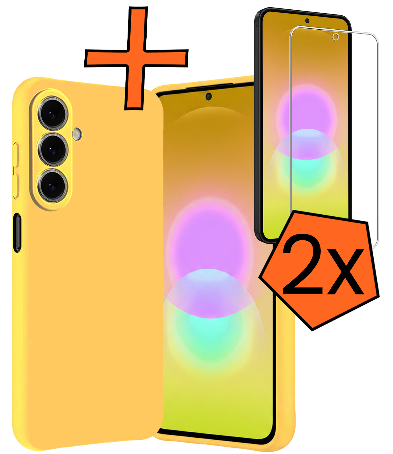 Nomfy Nomfy Samsung Galaxy A27 Hoesje Siliconen Met 2x Screenprotector - Geel