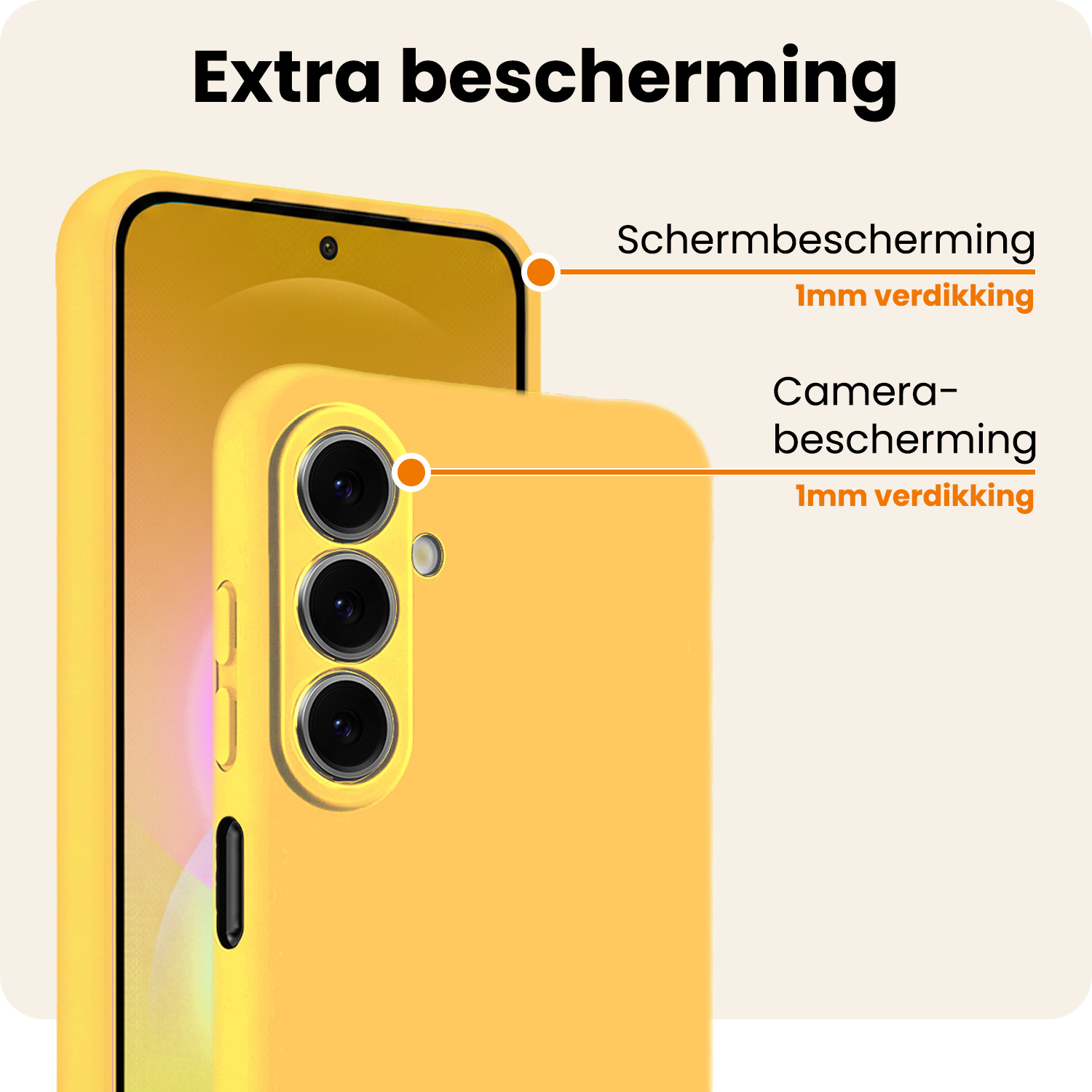 Nomfy Nomfy Samsung Galaxy A27 Hoesje Siliconen Met 2x Screenprotector - Geel