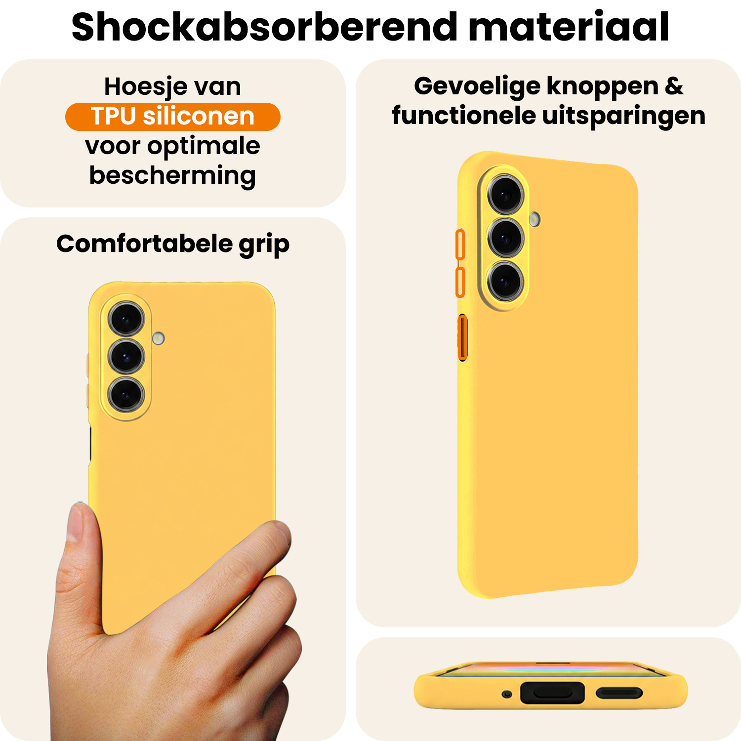 Nomfy Nomfy Samsung Galaxy A27 Hoesje Siliconen Met 2x Screenprotector - Geel