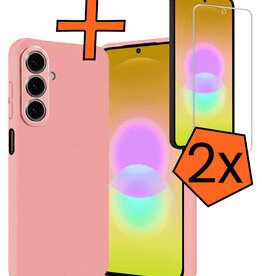 Nomfy Nomfy Samsung Galaxy A27 Hoesje Siliconen Met 2x Screenprotector - Lichtroze