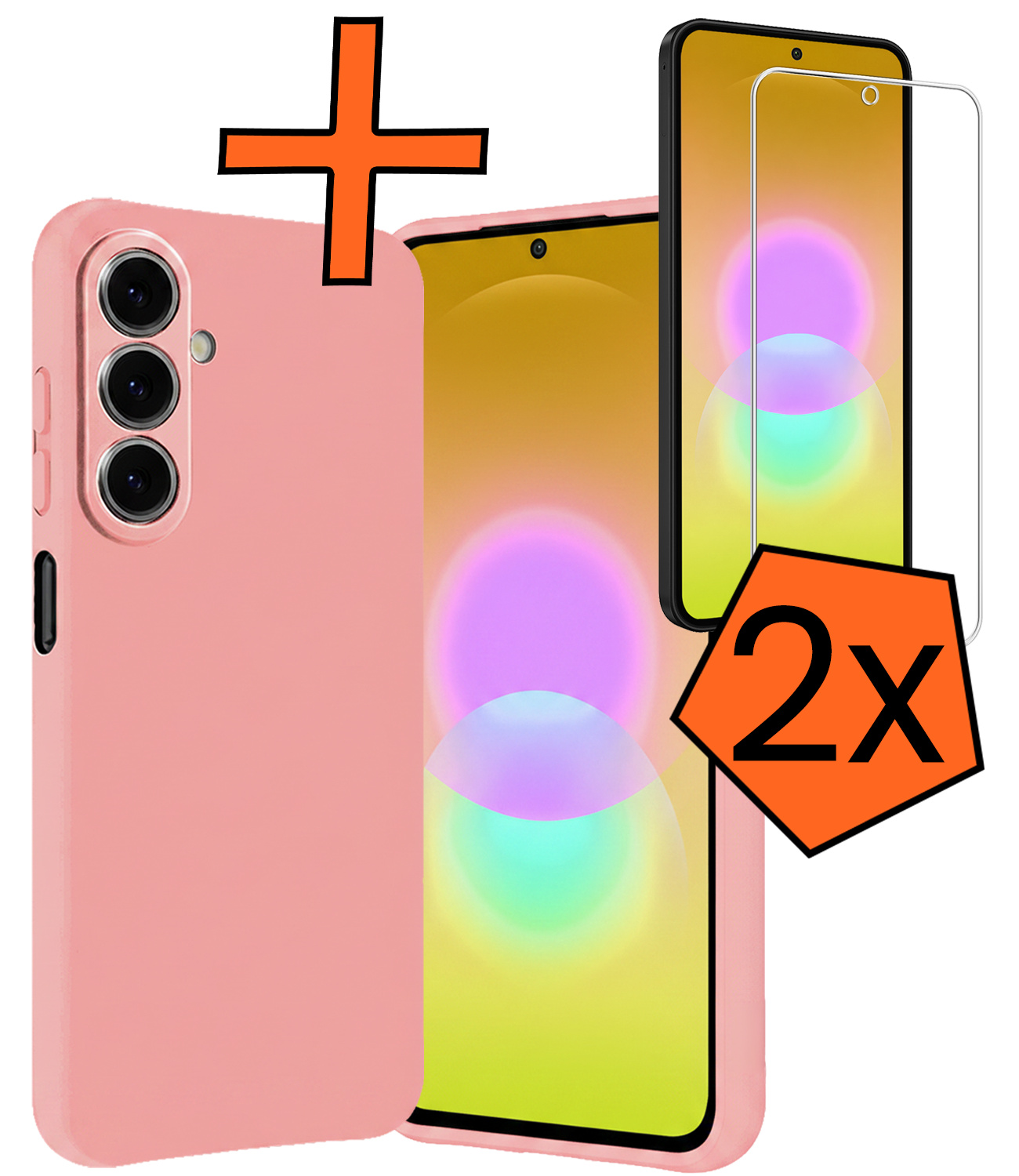 Nomfy Nomfy Samsung Galaxy A27 Hoesje Siliconen Met 2x Screenprotector - Lichtroze