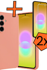 Nomfy Nomfy Samsung Galaxy A27 Hoesje Siliconen Met 2x Screenprotector - Perzik