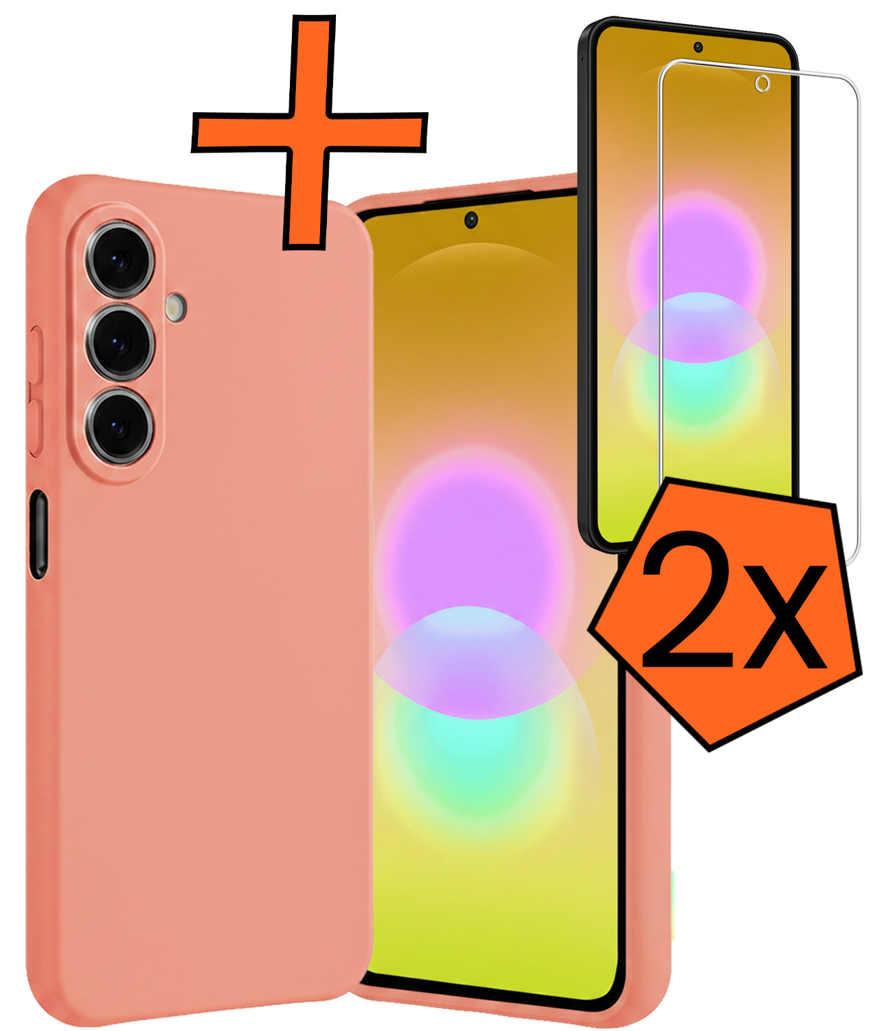 Nomfy Nomfy Samsung Galaxy A27 Hoesje Siliconen Met 2x Screenprotector - Perzik