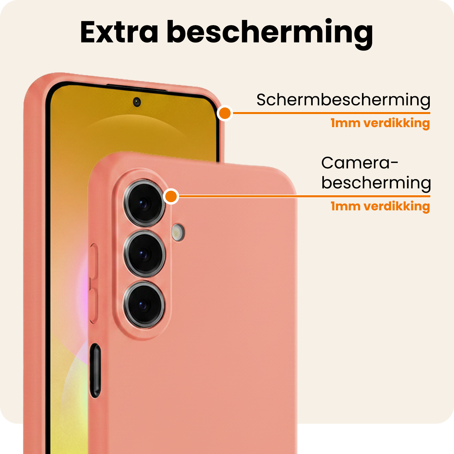 Nomfy Nomfy Samsung Galaxy A27 Hoesje Siliconen Met 2x Screenprotector - Perzik