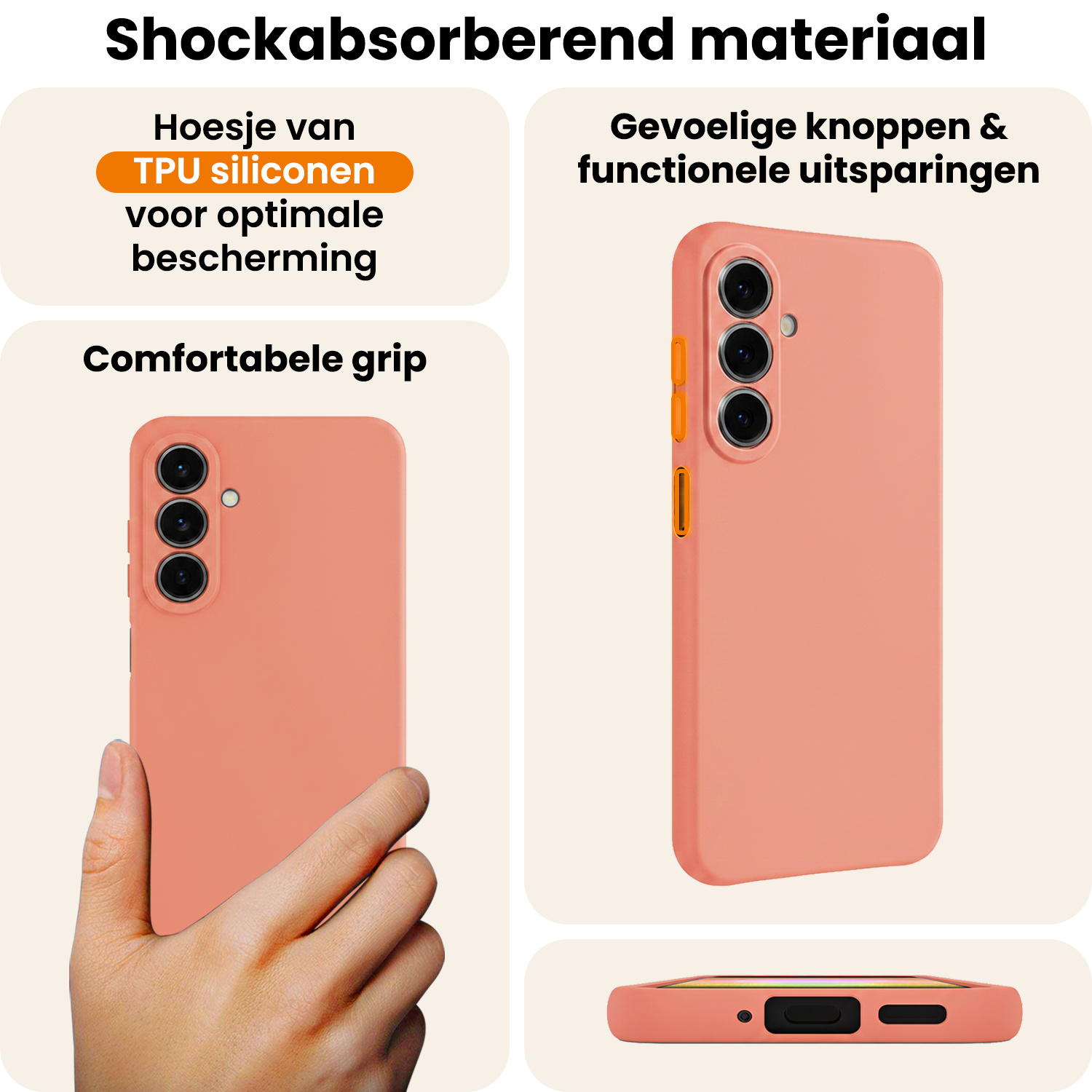 Nomfy Nomfy Samsung Galaxy A27 Hoesje Siliconen Met 2x Screenprotector - Perzik
