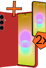 Nomfy Nomfy Samsung Galaxy A27 Hoesje Siliconen Met 2x Screenprotector - Rood