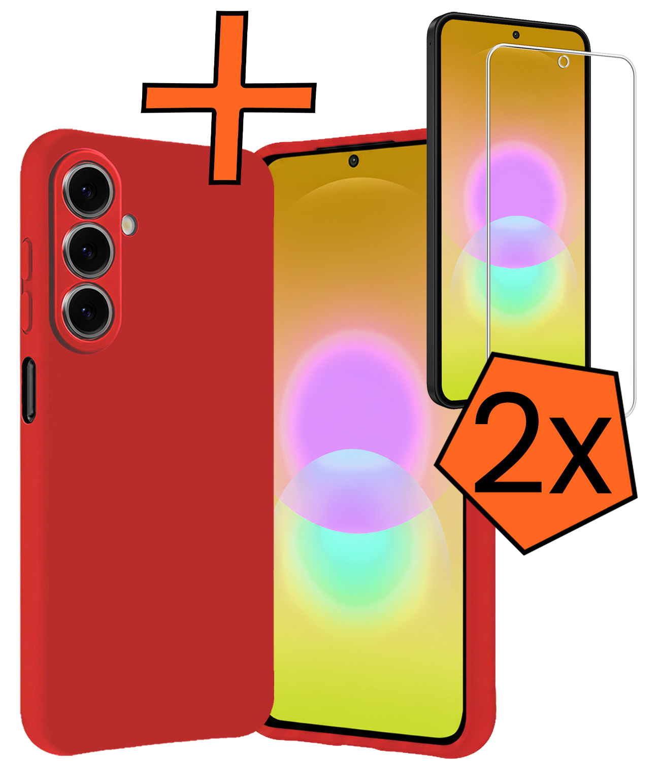 Nomfy Nomfy Samsung Galaxy A27 Hoesje Siliconen Met 2x Screenprotector - Rood