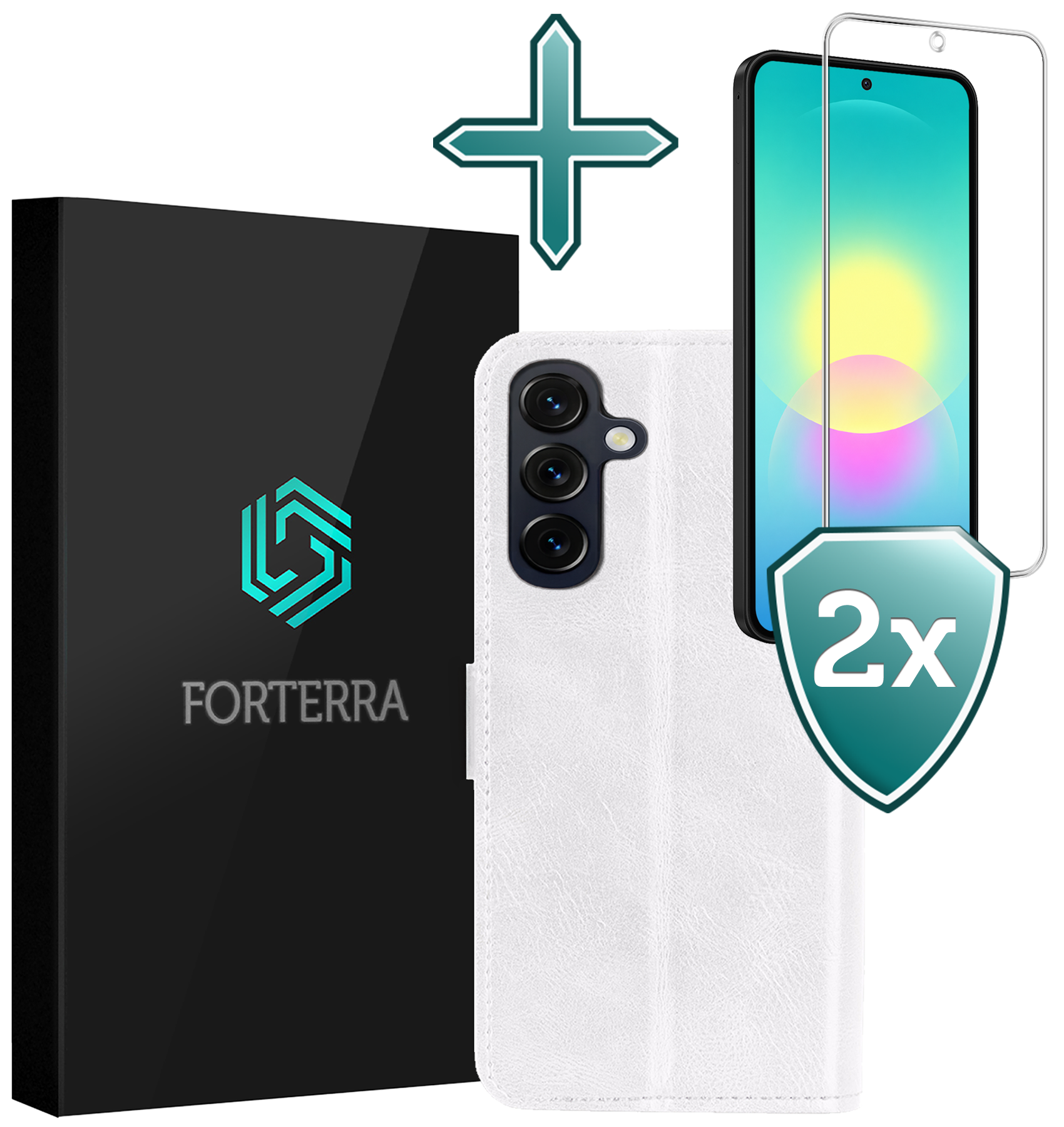 Forterra Forterra Samsung Galaxy A27 Hoesje Bookcase Met 2x Screenprotector - Wit