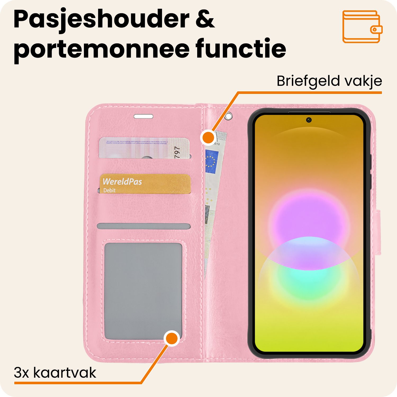 Nomfy Nomfy Samsung Galaxy A27 Hoesje Bookcase - Lichtroze
