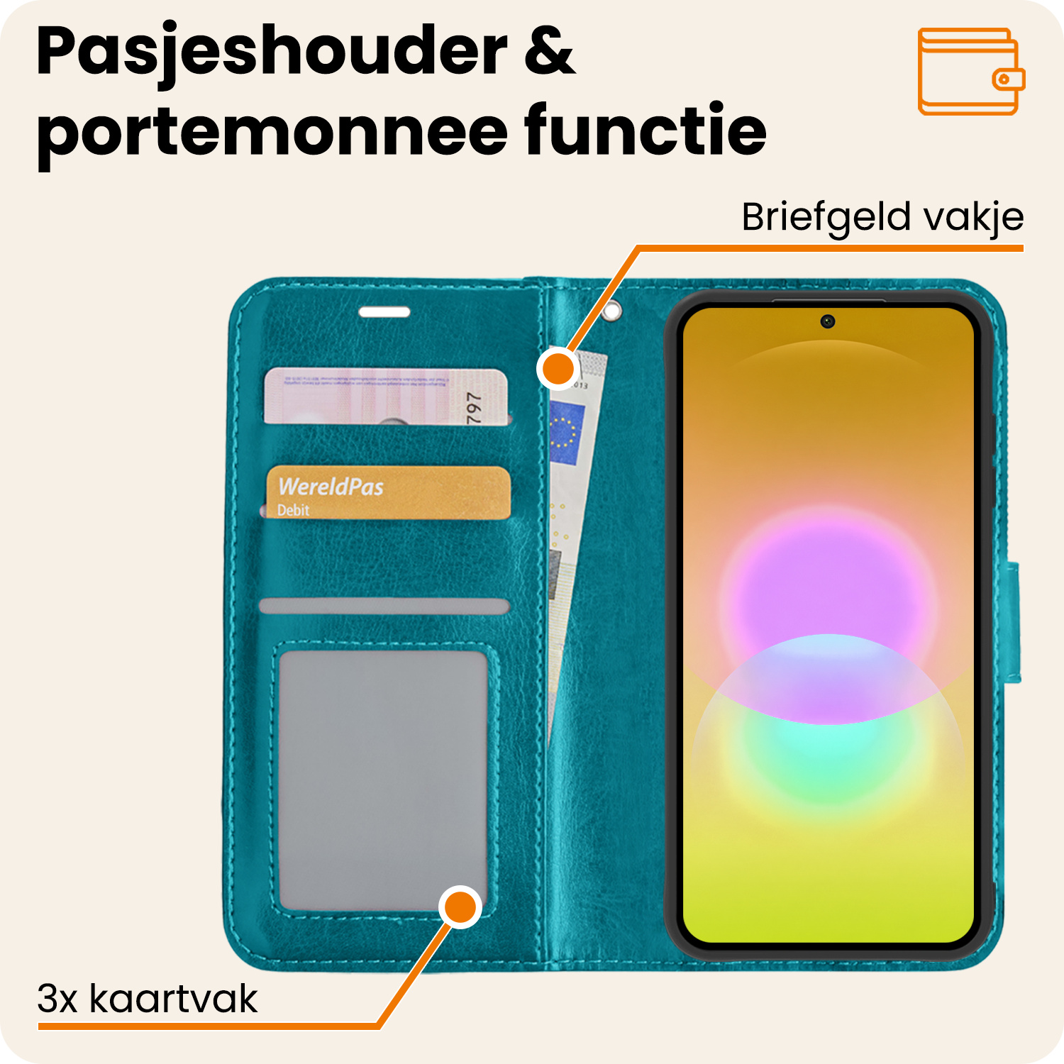 Nomfy Nomfy Samsung Galaxy A27 Hoesje Bookcase - Turquoise