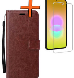 Nomfy Nomfy Samsung Galaxy A27 Hoesje Bookcase Met Screenprotector - Bruin
