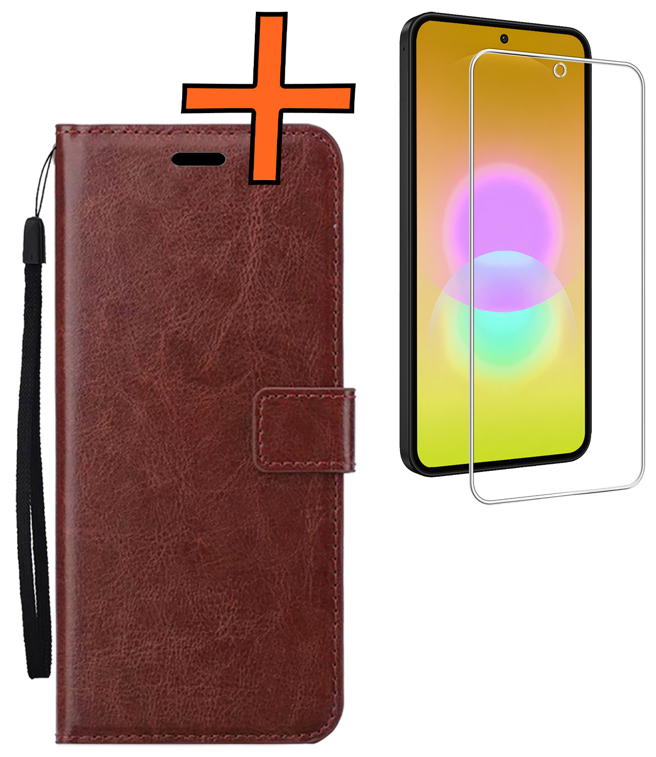 Nomfy Nomfy Samsung Galaxy A27 Hoesje Bookcase Met Screenprotector - Bruin