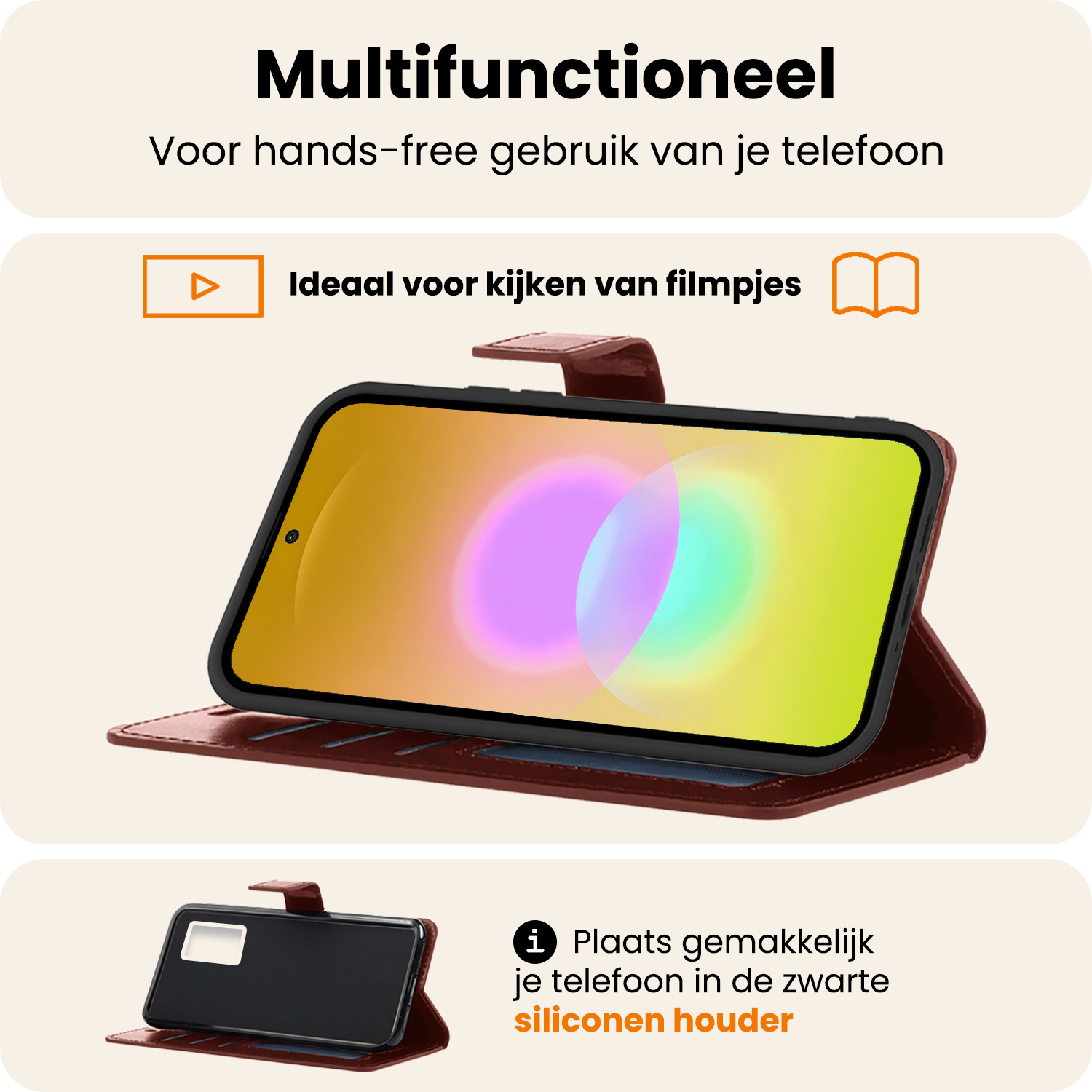 Nomfy Nomfy Samsung Galaxy A27 Hoesje Bookcase Met Screenprotector - Bruin
