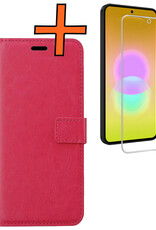 Nomfy Nomfy Samsung Galaxy A27 Hoesje Bookcase Met Screenprotector - Donkerroze