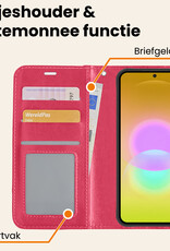 Nomfy Nomfy Samsung Galaxy A27 Hoesje Bookcase Met Screenprotector - Donkerroze