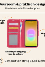 Nomfy Nomfy Samsung Galaxy A27 Hoesje Bookcase Met Screenprotector - Donkerroze