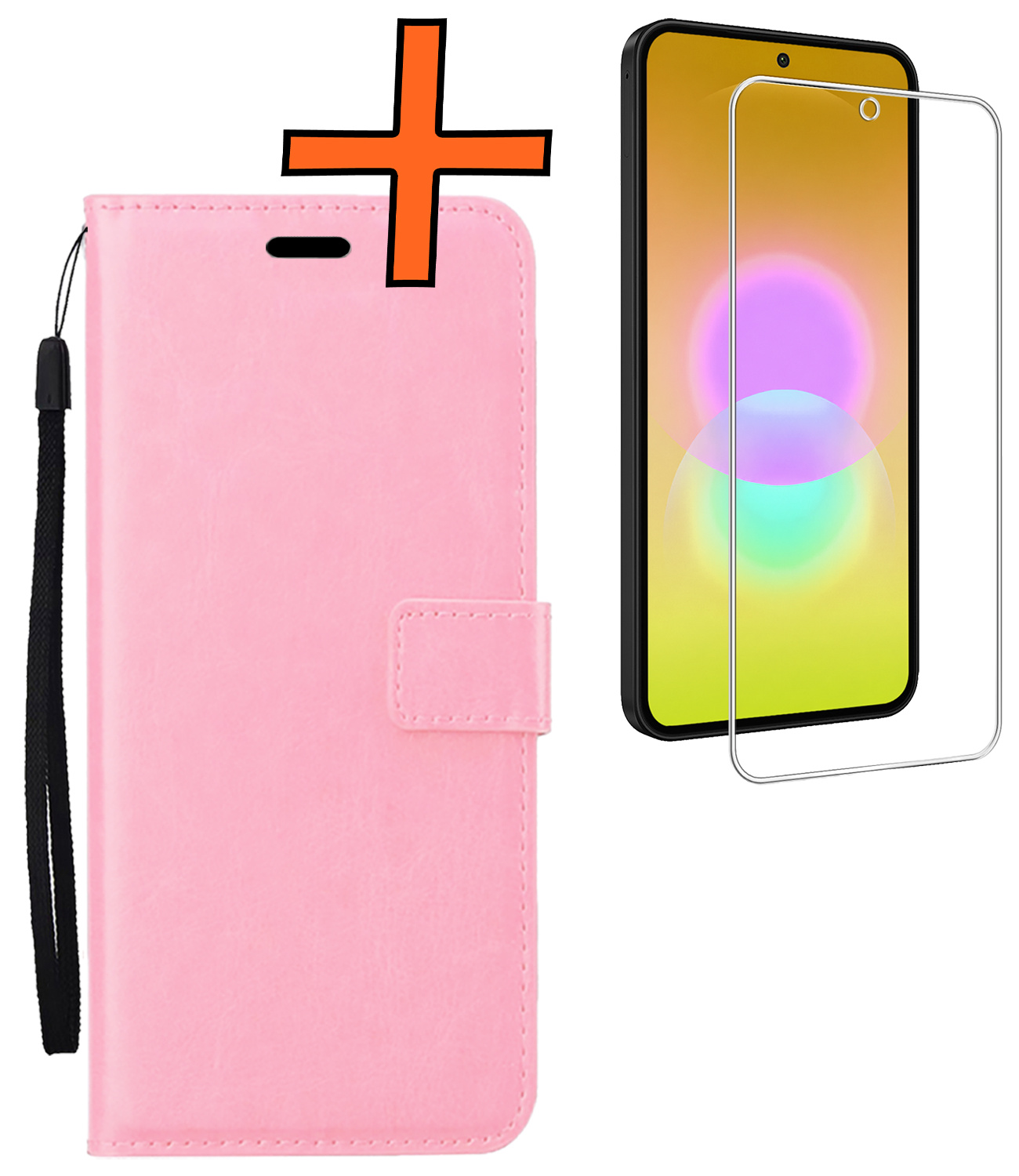 Nomfy Nomfy Samsung Galaxy A27 Hoesje Bookcase Met Screenprotector - Lichtroze