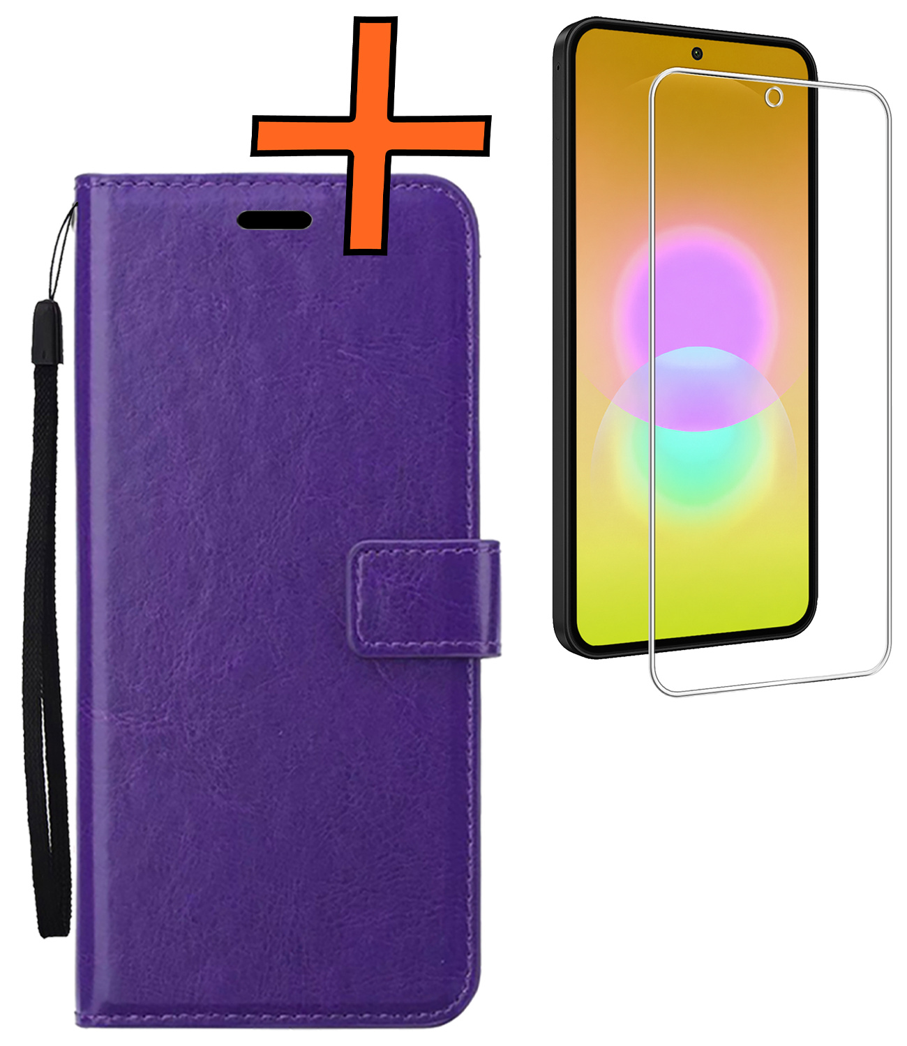 Nomfy Nomfy Samsung Galaxy A27 Hoesje Bookcase Met Screenprotector - Paars