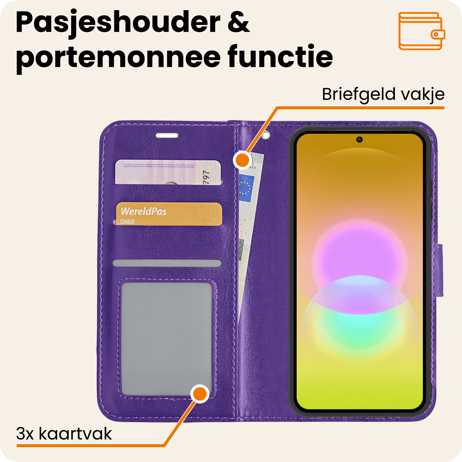 Nomfy Nomfy Samsung Galaxy A27 Hoesje Bookcase Met Screenprotector - Paars