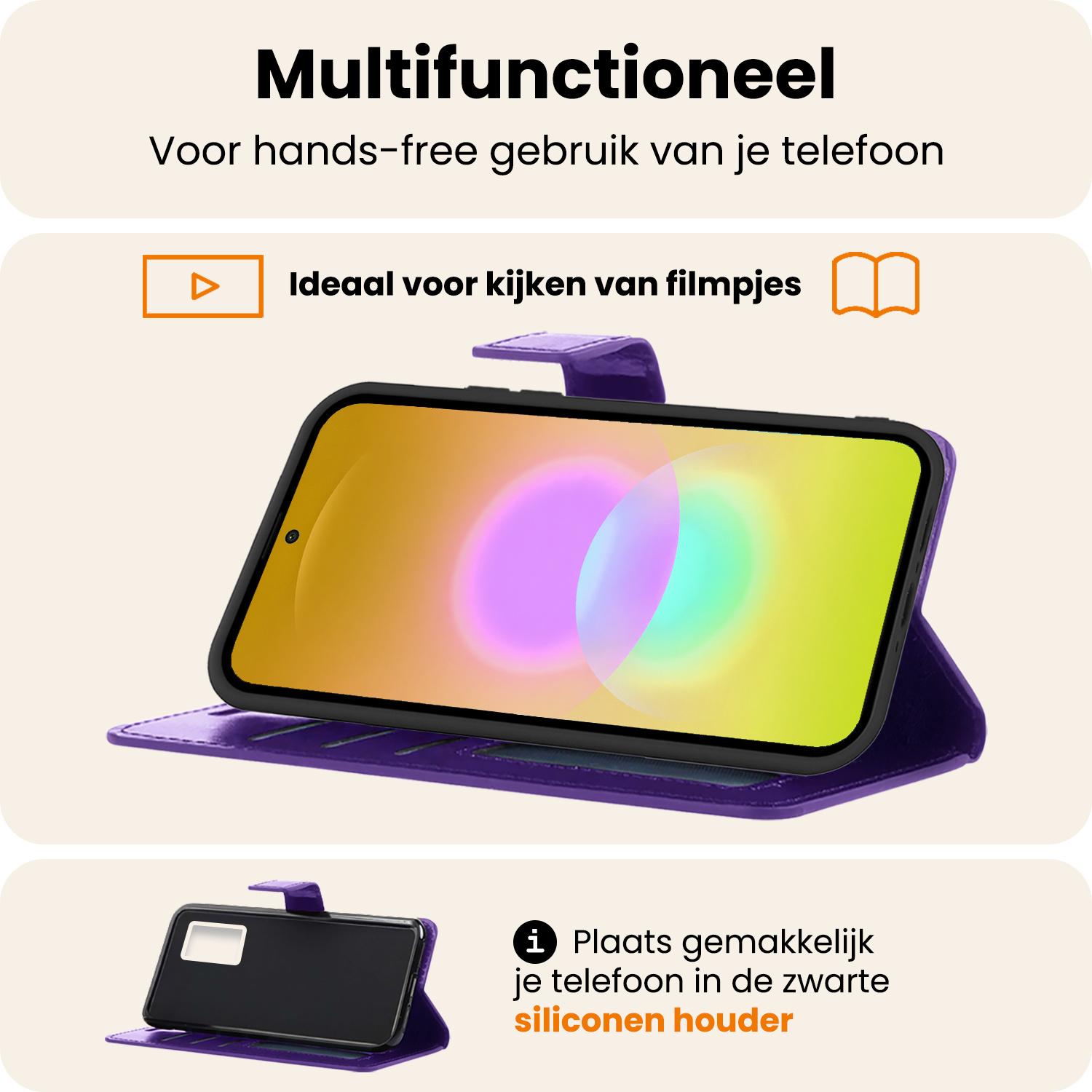 Nomfy Nomfy Samsung Galaxy A27 Hoesje Bookcase Met Screenprotector - Paars