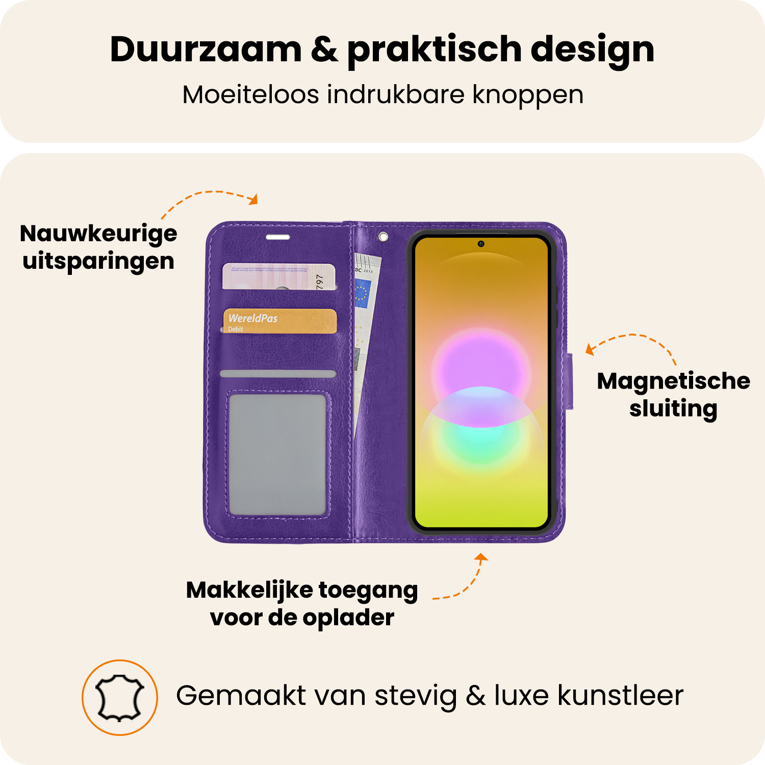 Nomfy Nomfy Samsung Galaxy A27 Hoesje Bookcase Met Screenprotector - Paars