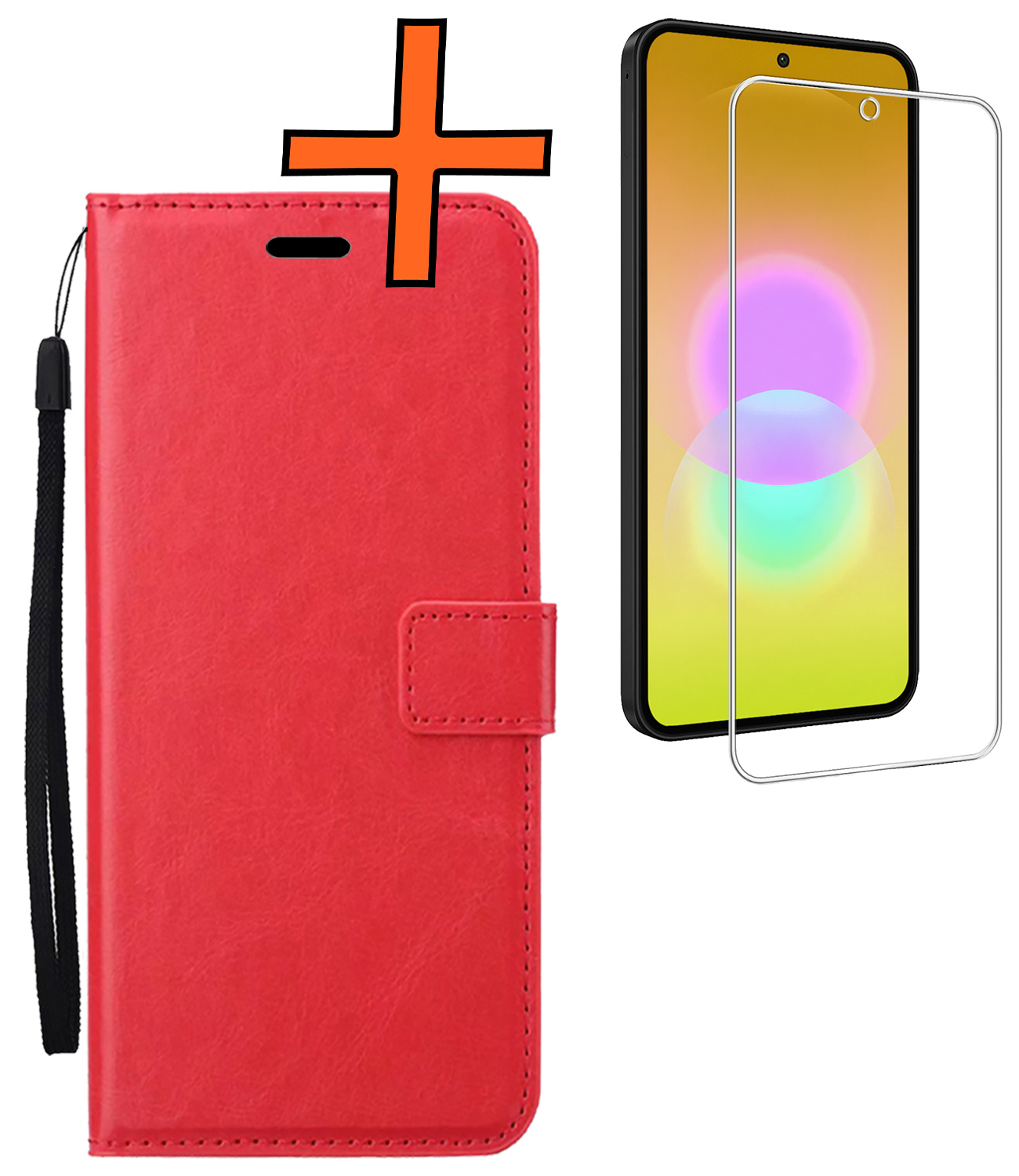 Nomfy Nomfy Samsung Galaxy A27 Hoesje Bookcase Met Screenprotector - Rood