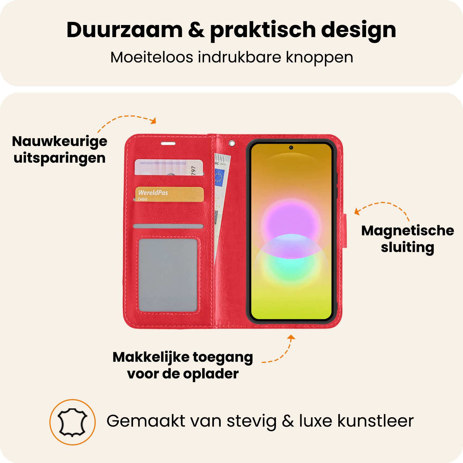Nomfy Nomfy Samsung Galaxy A27 Hoesje Bookcase Met Screenprotector - Rood