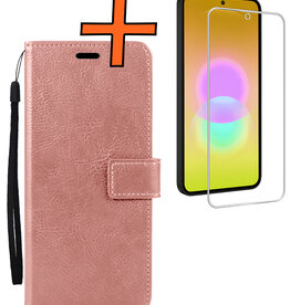 Nomfy Nomfy Samsung Galaxy A27 Hoesje Bookcase Met Screenprotector - Rose Goud