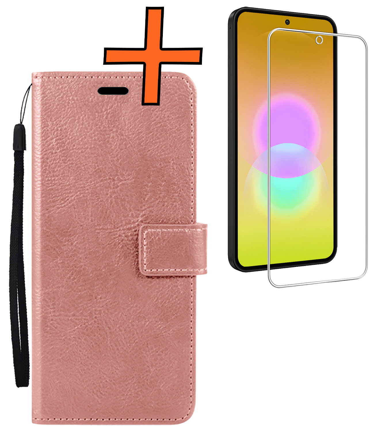 Nomfy Nomfy Samsung Galaxy A27 Hoesje Bookcase Met Screenprotector - Rose Goud