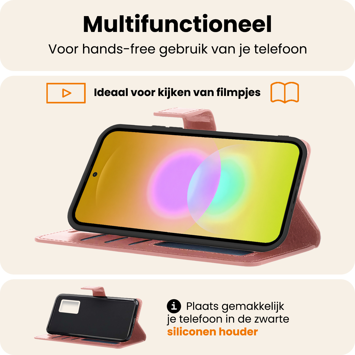 Nomfy Nomfy Samsung Galaxy A27 Hoesje Bookcase Met Screenprotector - Rose Goud