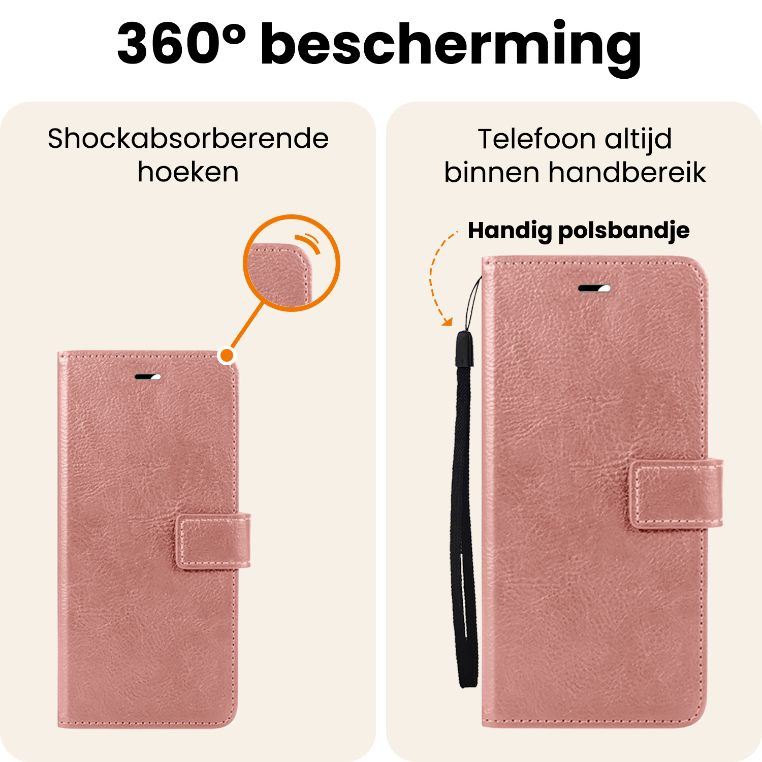 Nomfy Nomfy Samsung Galaxy A27 Hoesje Bookcase Met Screenprotector - Rose Goud