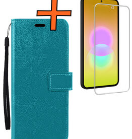 Nomfy Nomfy Samsung Galaxy A27 Hoesje Bookcase Met Screenprotector - Turquoise