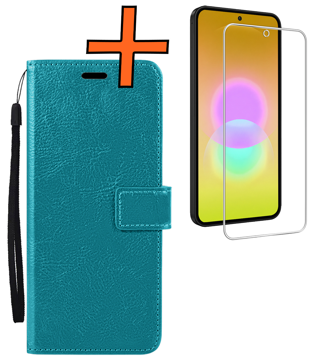 Nomfy Nomfy Samsung Galaxy A27 Hoesje Bookcase Met Screenprotector - Turquoise
