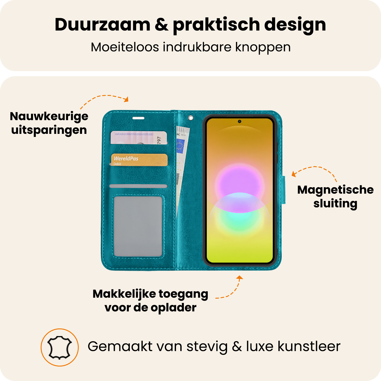 Nomfy Nomfy Samsung Galaxy A27 Hoesje Bookcase Met Screenprotector - Turquoise
