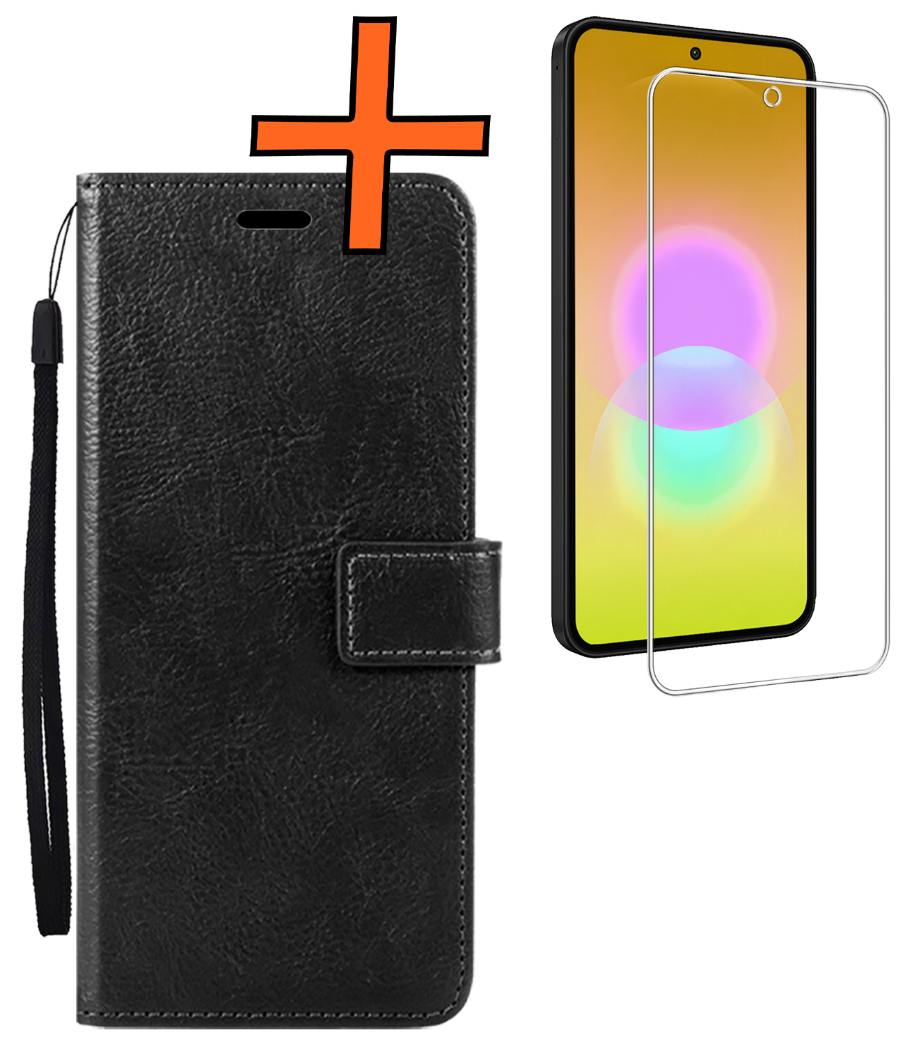 Nomfy Nomfy Samsung Galaxy A27 Hoesje Bookcase Met Screenprotector - Zwart