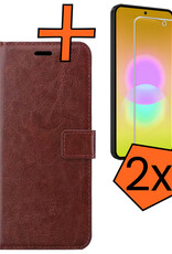 Nomfy Nomfy Samsung Galaxy A27 Hoesje Bookcase Met 2x Screenprotector - Bruin