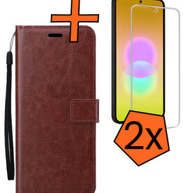 Nomfy Nomfy Samsung Galaxy A27 Hoesje Bookcase Met 2x Screenprotector - Bruin