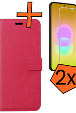 Nomfy Nomfy Samsung Galaxy A27 Hoesje Bookcase Met 2x Screenprotector - Donkerroze