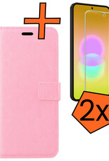 Nomfy Nomfy Samsung Galaxy A27 Hoesje Bookcase Met 2x Screenprotector - Lichtroze
