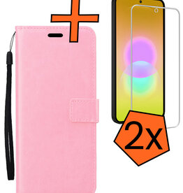 Nomfy Nomfy Samsung Galaxy A27 Hoesje Bookcase Met 2x Screenprotector - Lichtroze