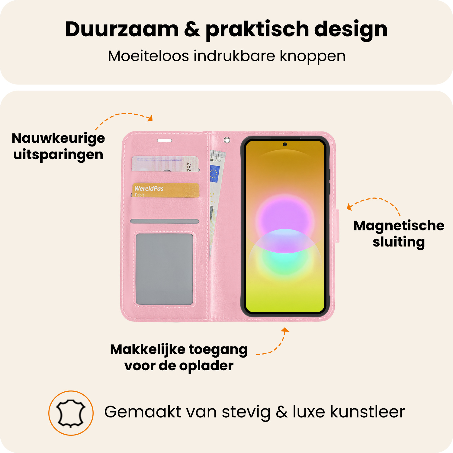 Nomfy Nomfy Samsung Galaxy A27 Hoesje Bookcase Met 2x Screenprotector - Lichtroze