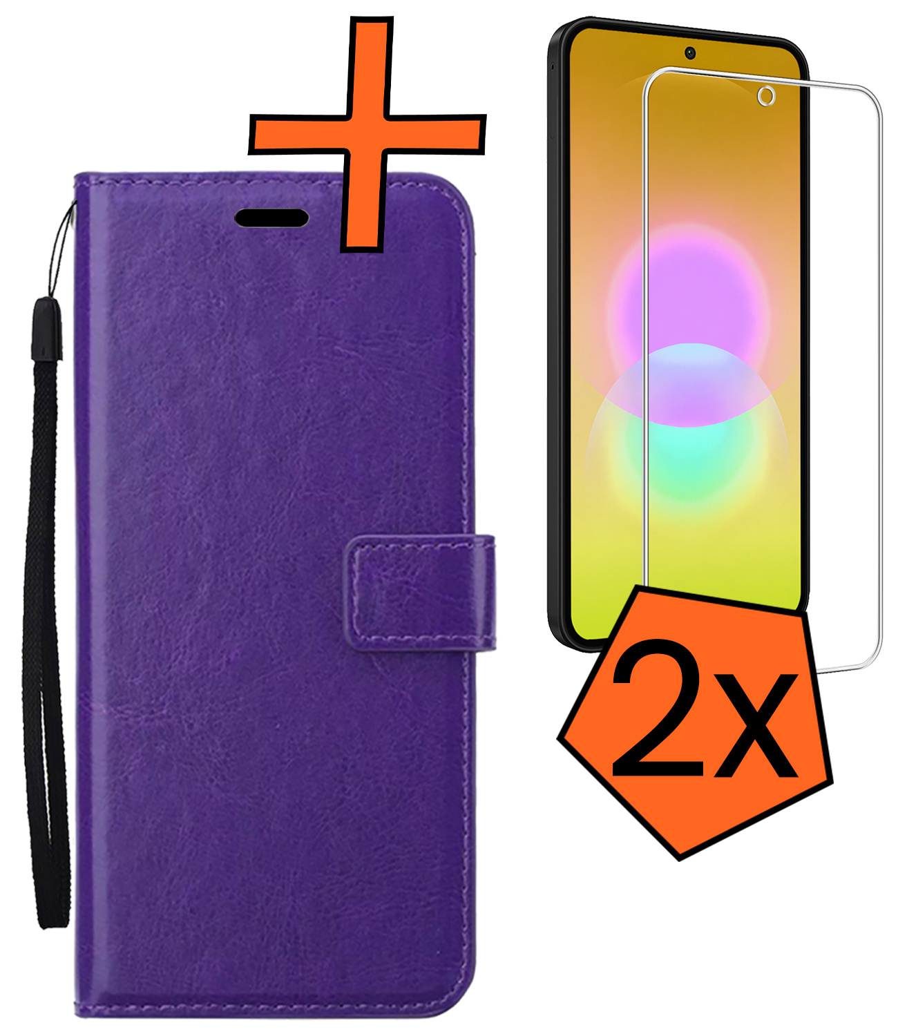 Nomfy Nomfy Samsung Galaxy A27 Hoesje Bookcase Met 2x Screenprotector - Paars
