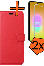 Nomfy Nomfy Samsung Galaxy A27 Hoesje Bookcase Met 2x Screenprotector - Rood