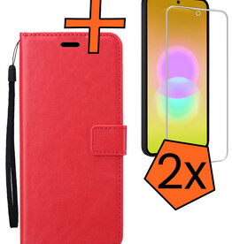Nomfy Nomfy Samsung Galaxy A27 Hoesje Bookcase Met 2x Screenprotector - Rood