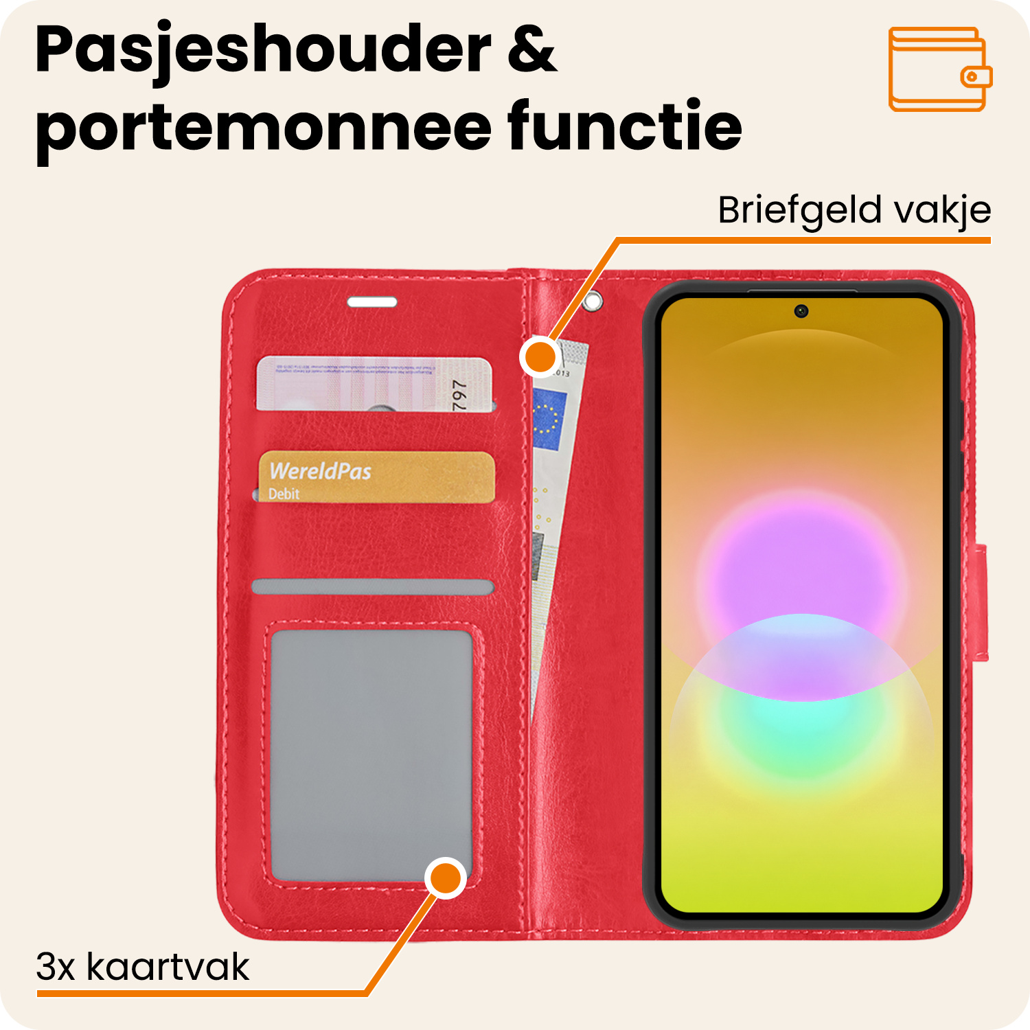Nomfy Nomfy Samsung Galaxy A27 Hoesje Bookcase Met 2x Screenprotector - Rood